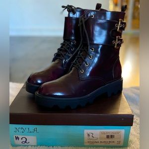 N.Y.L.A Burgundy combat  boots
